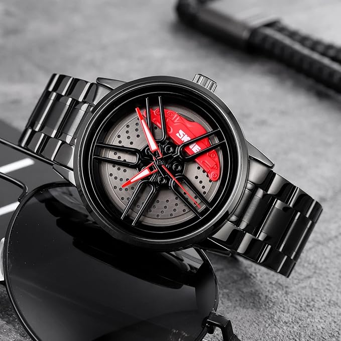 Men’s Wheels Rolling Watch – Car Rim Dial with Butterfly Clasp