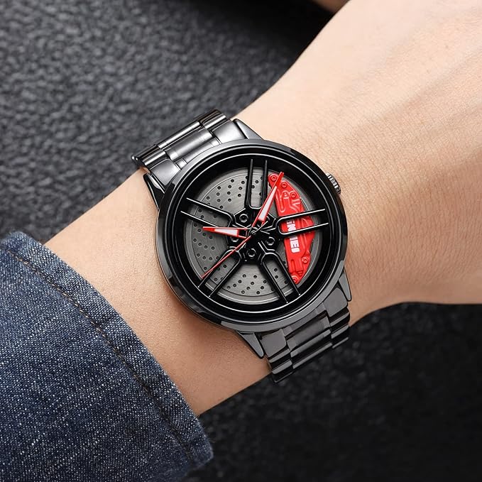 Men’s Wheels Rolling Watch – Car Rim Dial with Butterfly Clasp