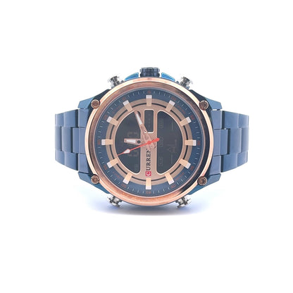 QUIXOTIC METAL BACK RHODIUM STAINLESS ICED OUT WATCH I 551741