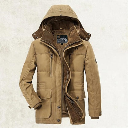 Mens Hooded Winter Parka Coat with Inner Fleece