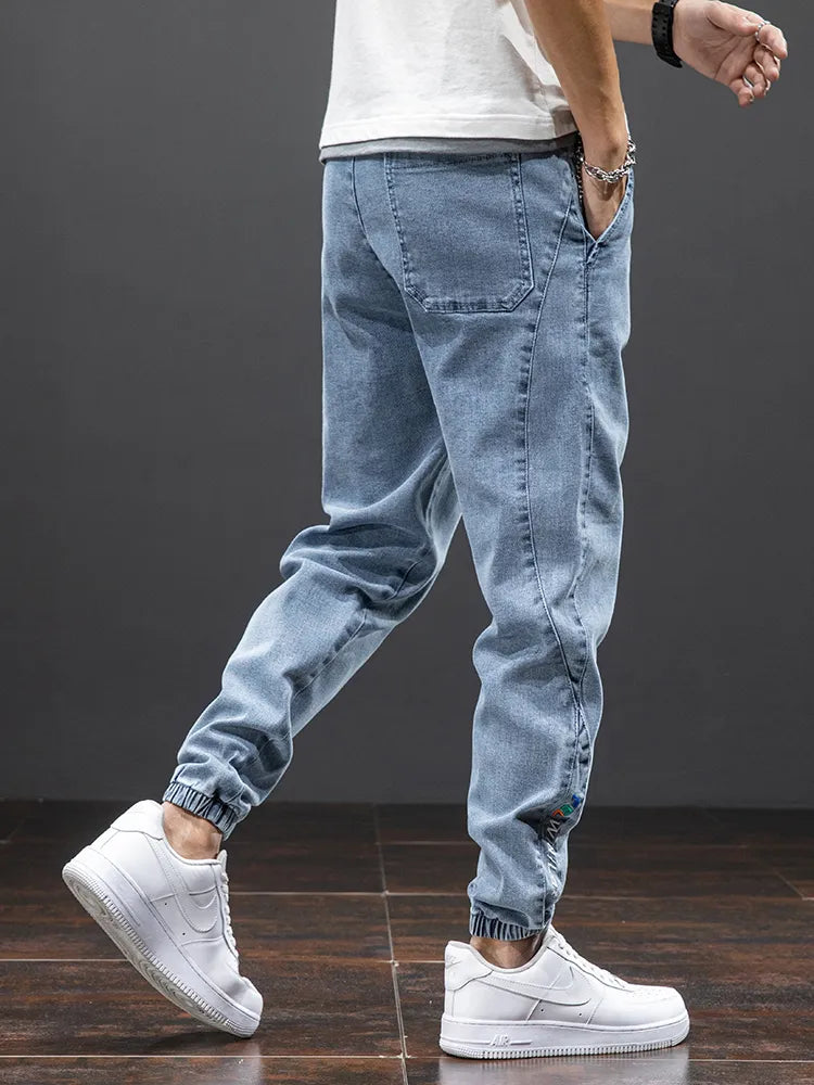 Men Streetwear Denim Jogger Pants