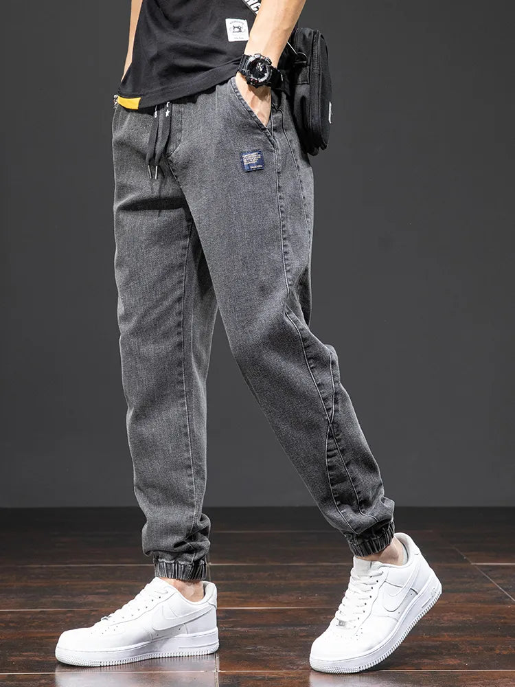 Men Streetwear Denim Jogger Pants