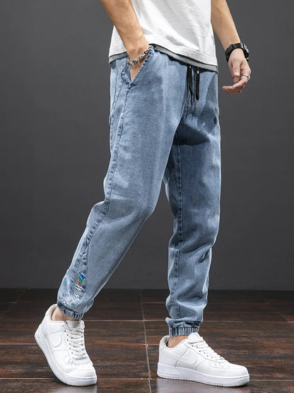 Men Streetwear Denim Jogger Pants