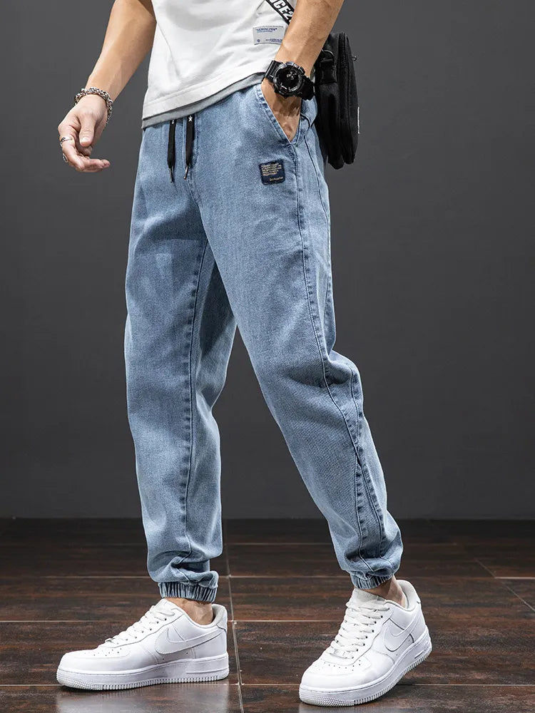 Men Streetwear Denim Jogger Pants