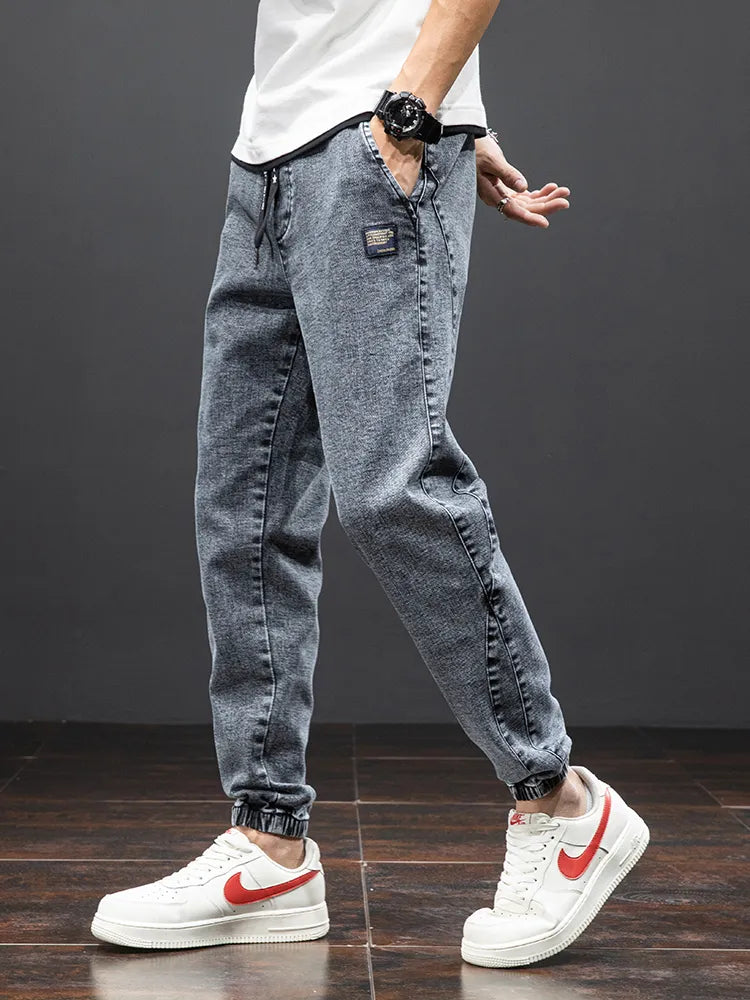 Men Streetwear Denim Jogger Pants