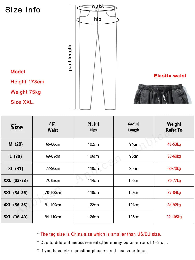 Men Streetwear Denim Jogger Pants