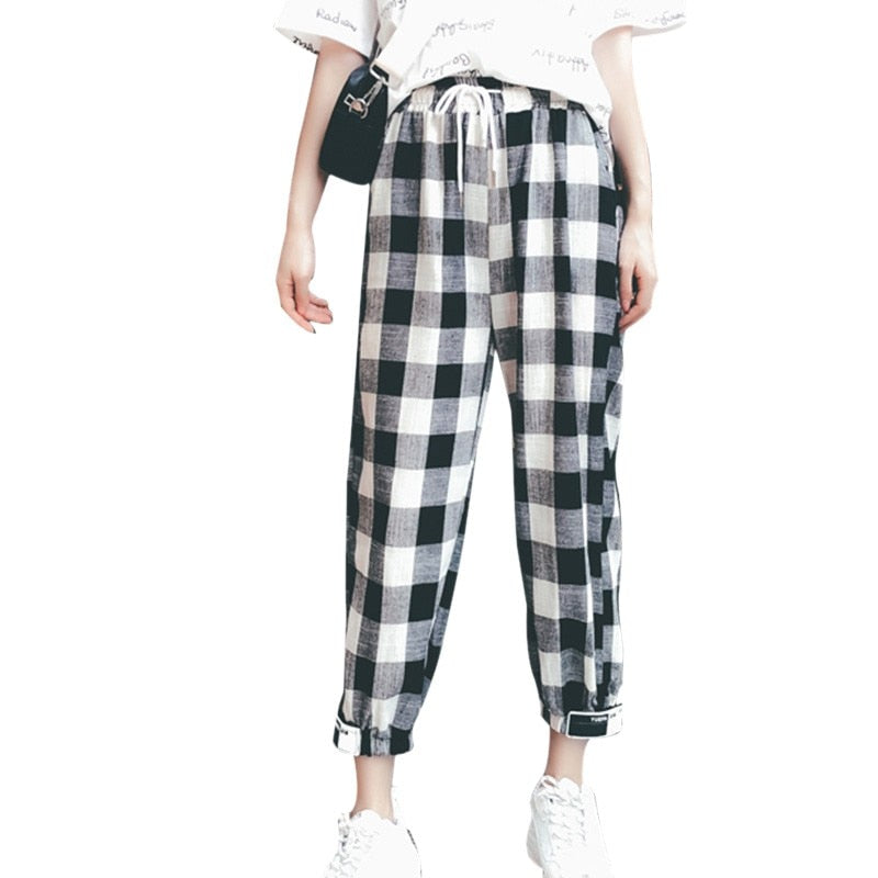 Black White Plaid Pants Sweatpants