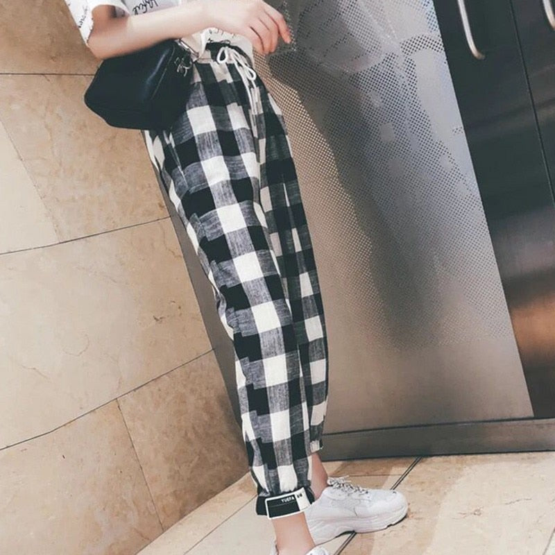 Black White Plaid Pants Sweatpants