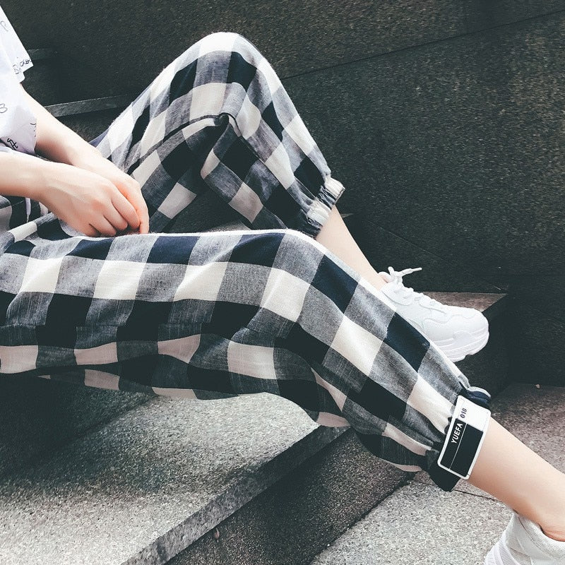 Black White Plaid Pants Sweatpants