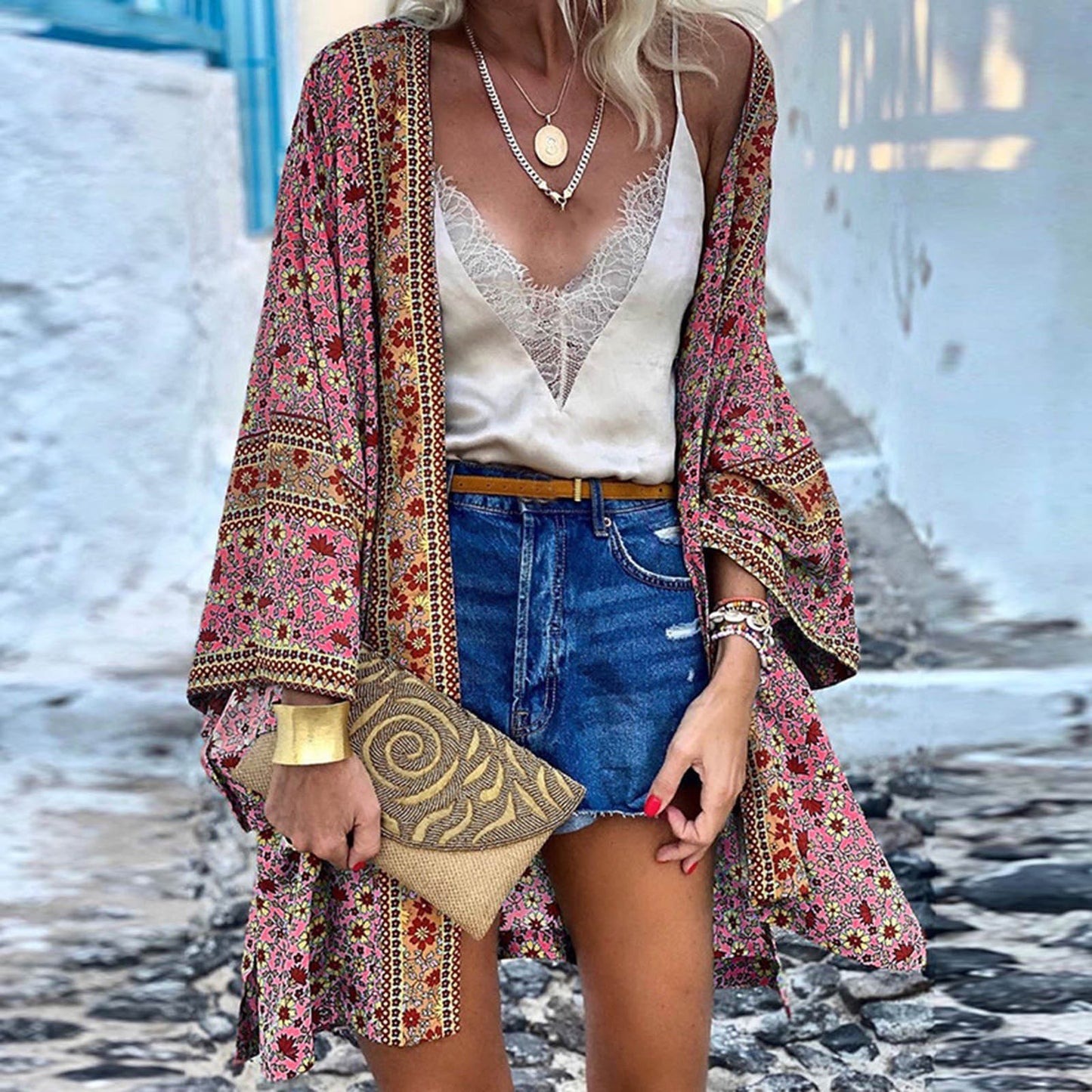 Summer Floral Printed Beach Cover Up Tops