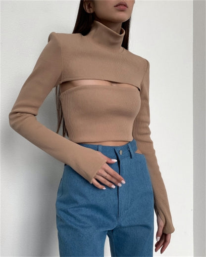 Solid Long Sleeve Turtleneck Tshirt