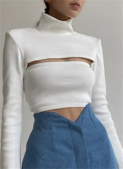 Solid Long Sleeve Turtleneck Tshirt